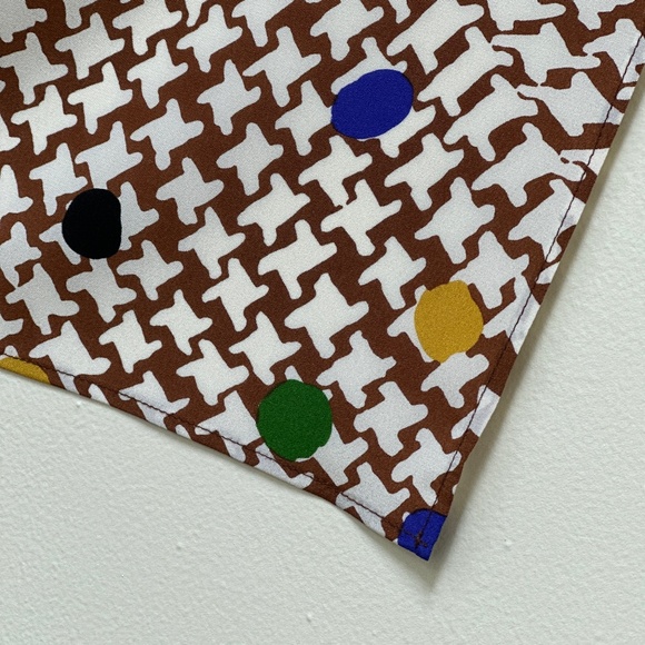 NWT SILKLETTE Italian Houndstood 100% Fine Silk Kerchief Scarf BROWN/BLUE/YELLOW - Picture 5 of 5